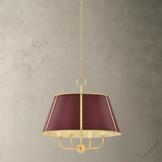 Cambridge Chandelier - 20.25’’ / AGED BRASS /SOFT CRIMSON - Pendant Light