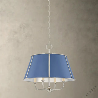 Cambridge Chandelier - 20.25’’ / POLISHEDNICKEL/SOFTFRENCHBLUE - Pendant Light
