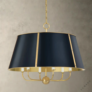 Cambridge Chandelier - 28.5’’ / AGED BRASS/ DARKEST BLUE - Pendant Light