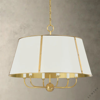 Cambridge Chandelier - 28.5’’ / AGED BRASS/OFF-WHITE - Pendant Light
