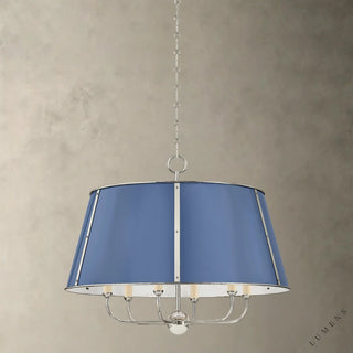 Cambridge Chandelier - 28.5’’ / POLISHEDNICKEL/SOFTFRENCHBLUE - Pendant Light