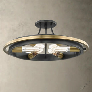 Chambers Flush Mount - Black/Brass - Flush Mount