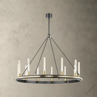 Chambers Round Chandelier - 45’’ / Black/Brass - chandelier