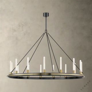 Chambers Round Chandelier - 58.25’’ / Black/Brass - chandelier