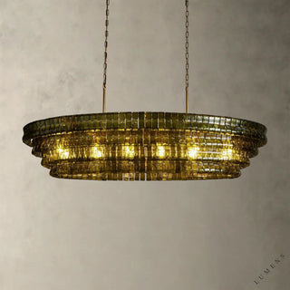 Ghiaccio Oval Chandelier 54’’ 65’’ - 65’’ / Brass / Green - chandelier