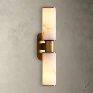 Harlin Double Sconce in Alabaster - Brass - wall sconce
