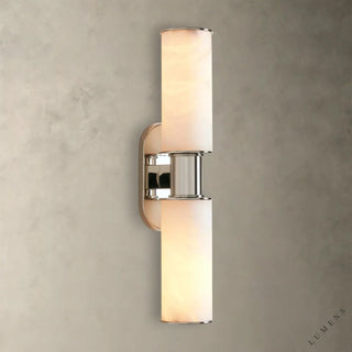 Harlin Double Sconce in Alabaster - Nickel - wall sconce