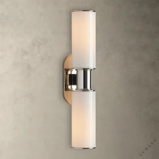 Harlin Double Sconce in Milk - Nickel - wall sconce
