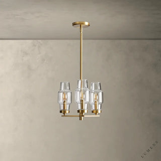 LUMENS LAMP Lucens 半吸顶灯，采用暖黄铜饰面钢材和三个手工吹制玻璃灯罩，设计优雅现代。