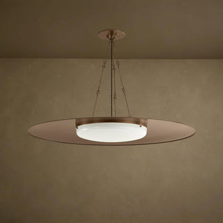 LUMENS LAMP Anoka 40英寸吊灯，采用Heritage Bronze青铜饰面金属和乳白色光泽玻璃灯罩，设计扁平且带有边缘穿孔细节。