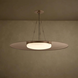 LUMENS LAMP Anoka 40英寸吊灯，采用Heritage Bronze金属饰面，配有乳白色光泽玻璃灯罩和黑色扭纹织物线。