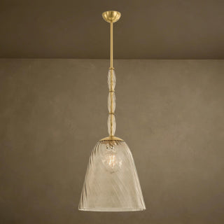 LUMENS LAMP Bleecker 16英寸吊灯，采用浅古铜色光学玻璃灯罩和复古风格的老式黄铜饰件，设计优雅。