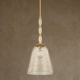 LUMENS LAMP Bleecker 16英寸吊灯，采用浅古铜色光学玻璃灯罩和复古风格的老式黄铜饰件，设计优雅。
