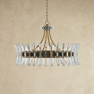 LUMENS LAMP Coquette 吊灯，采用古铜色金属框架和半月形光学水晶叶片，呈现现代装饰艺术风格。