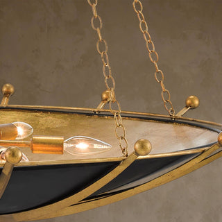 LUMENS LAMP Fontaine 吊灯，采用锻铁材质，结合哑光黑与古董金箔饰面，展现好莱坞风格的奢华设计。