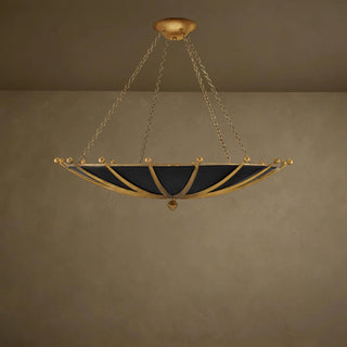 LUMENS LAMP Fontaine 吊灯，采用缎面黑色和古董金箔饰面，锻铁材质，展现好莱坞华丽风格。