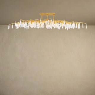LUMENS LAMP Forest Light 金色半吸顶灯，采用树枝状锻铁设计，装饰有天然水晶石英，呈现奢华自然风格。