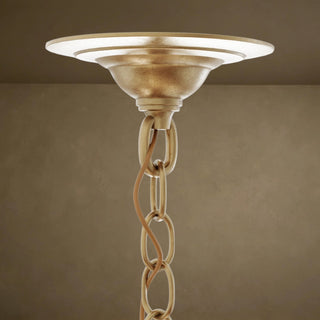 LUMENS LAMP Purebred 大型灯笼吊灯的深色现代金箔饰面天花板吸顶盘和悬挂链条细节