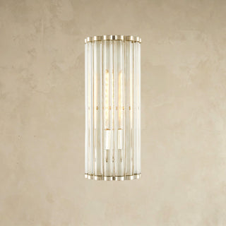 LUMENS LAMP Warwick 高款壁灯，采用光学水晶管和现代银箔锻铁饰面，呈现优雅的圆柱形设计。