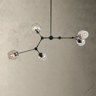 LUMENS LAMP Noella 吊灯，采用哑光黄铜钢架和手工吹制渐变色玻璃球罩，现代风格设计。