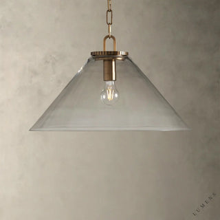 Wescott Cone Pendant with Chain - Large / Brass / Clear - pendant light