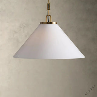 Wescott Cone Pendant with Chain - Large / Brass / Milk - pendant light