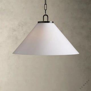 Wescott Cone Pendant with Chain - Large / Bronze / Milk - pendant light