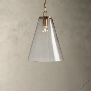 Wescott Cone Pendant with Chain - Medium / Brass / Clear - pendant light