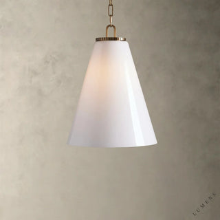 Wescott Cone Pendant with Chain - Medium / Brass / Milk - pendant light