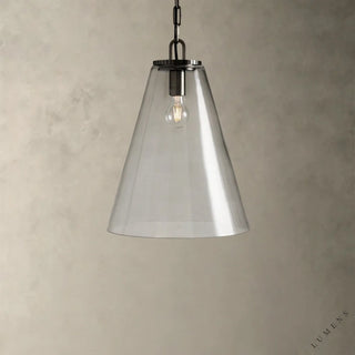 Wescott Cone Pendant with Chain - Medium / Bronze / Clear - pendant light
