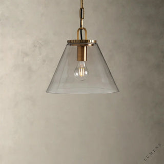 Wescott Cone Pendant with Chain - Small / Brass / Clear - pendant light
