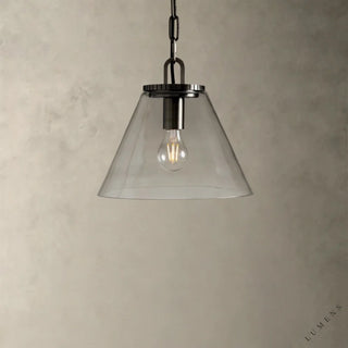 Wescott Cone Pendant with Chain - Small / Bronze / Clear - pendant light