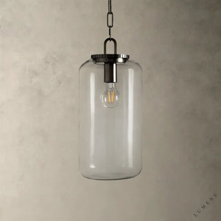 Wescott Cylinder Pendant with Chain - Clear - pendant light