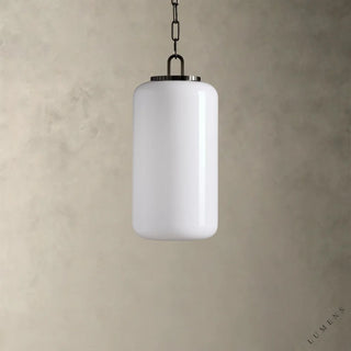Wescott Cylinder Pendant with Chain - Milk - pendant light